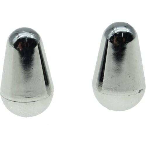 KAISH 2 Pcs Chrome Strat Guitar 5 Way Switch Tip Switch Knob Cap fits For USA Fender Strat