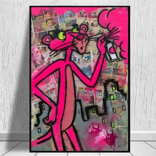 Graffitti Street Art Canvas 5D DIY Diamond Painting Pink Leopard Animal Pop Cartoon Painting Wall Spray Can Panther Picture