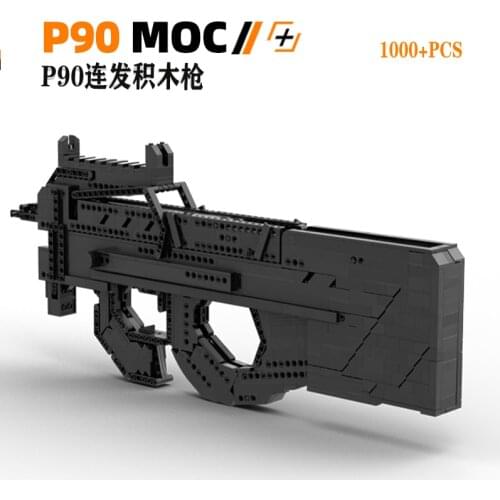 Bricks-Gun P90 Toy MOC Building Block Gun Can Fire, Assemble and Fire Continuous Fire Weapon II Simov Adult High Difficulty Csgo