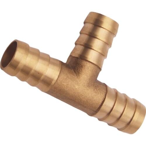 Brass 5/16" Hose Barb, 3 Way Tee T Shape Barbed Splitter Fitting
