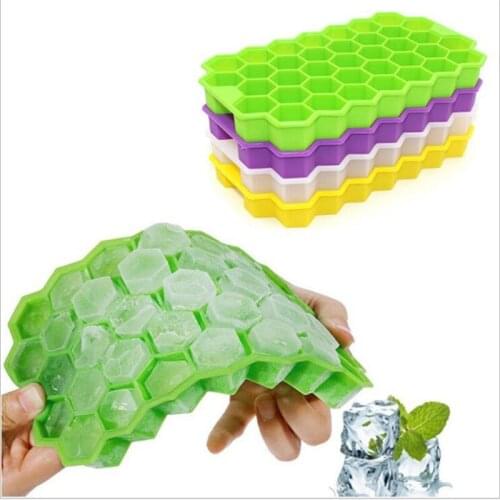 BPA Free Honeycomb Ice Cube Tray 37 Cubes Silicone Ice Cube Maker Mold With Lids For Ice Cream Party Whiskey Cocktail Cold Drink