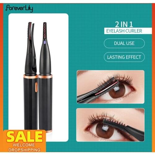 Mini USB Heating Eyelash Curler Eye Lashes Fast Curling Comb Mascara Long Lasting Eyelash Curler Clip Device Eyelash Slender Pen