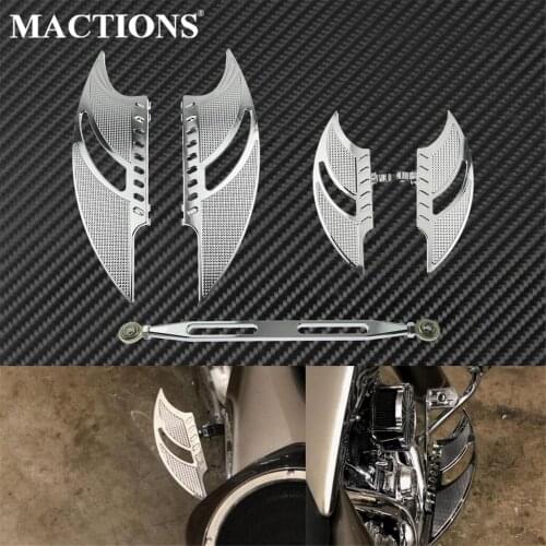 Motorcycle Chrome Driver Floorboards Passenger Foot Rests Foot Pegs W/ Gear Shift Linkage Lever CNC 330mm Set For Harley Touring