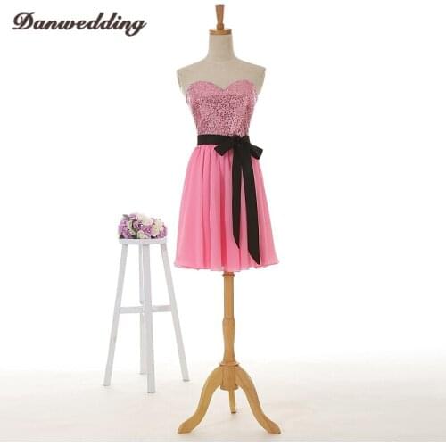 Sequins Sweetheart-Neck Short/Mini Homecoming Dress Satin Sashes Zipper Graduation dress Beautiful Girl Party Gowns Hot Sale
