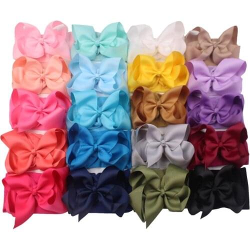 20pc/lot baby headband flower ribbon hair bows on wide nylon headband newborn girls kid hair accessories headwrap hairband tiara