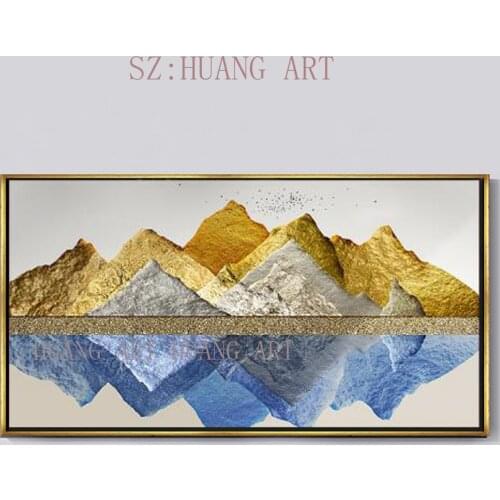Selling hand-painted original high quality mountain scenery jinshan silver oil painting large murals hotel hall office