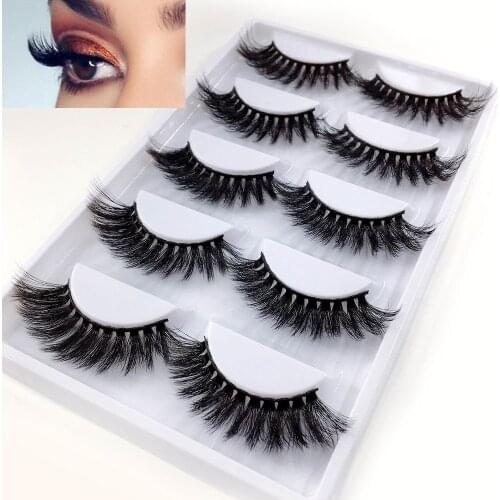 NEW 5 Pairs/Pack Real 3D Mink Fake Eyelashes False Eyelashes Mink Lashes Soft Natural Eyelash Extension Lashes Makeup Cilios