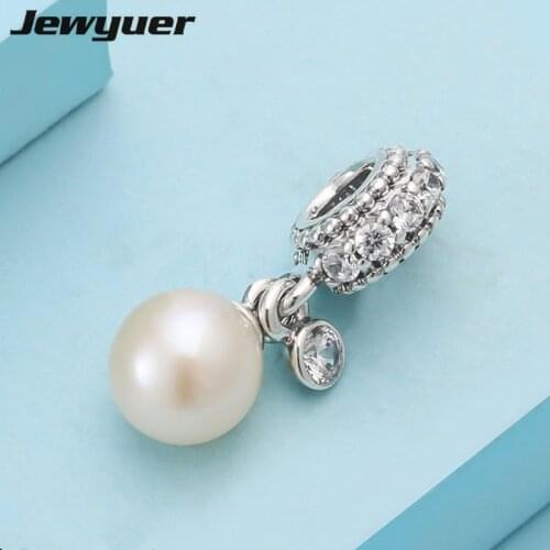 Silver charms with pearl 925 sterling silver pendant charm fit beads bracelets necklace DIY to mom fine Memnon jewelry DA0734