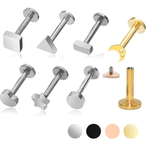 1pc 1.2x6mm Labret Monroe Lip Stud Piercing Jewelry Prong Setting Zircon Moon Ear Helix Tragus Cartilage Stud Earrings