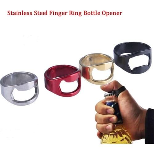 1Pcs Mini Bottle Opener Stainless Steel Finger Ring Ring-shape Bottle Beer Cap Opening Remover Kitchen Gadgets Bar Tools 22mm
