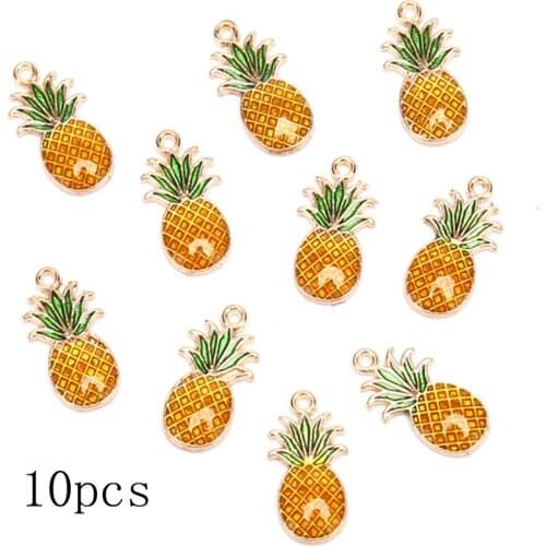 10Pcs/Set Pineapple Fruit Alloy Charms Pendant Beads Fit Bracelet For Women Girl Jewelry Making Accessories