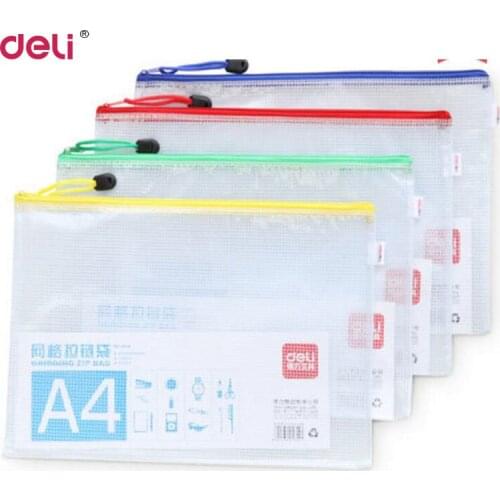 10PCS PVC Mesh Zipper Bag 5 Size Available Waterproof Filing Products File Folder Storage Color Random Filing Product