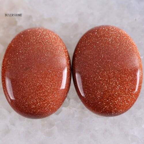 2Pcs/Lot 22x30MM Oval Natural Stone Bead Gold Sandstone CAB Cabochon For Jewelry Making DIY Bracelet Necklace K506