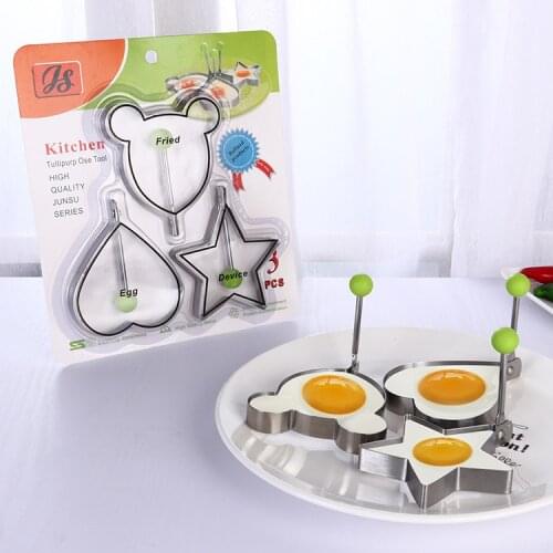 3pcs/set Stainless steel Cute Shaped Fried Egg Mold Pancake Rings Mold Kitchen Tool