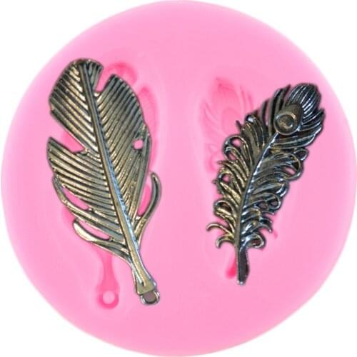 3D Feathers Silicone Mold Halloween Cake Border Fondant Molds Cake Decorating Tools Polymer Clay Candy Chocolate Gumpaste Moulds
