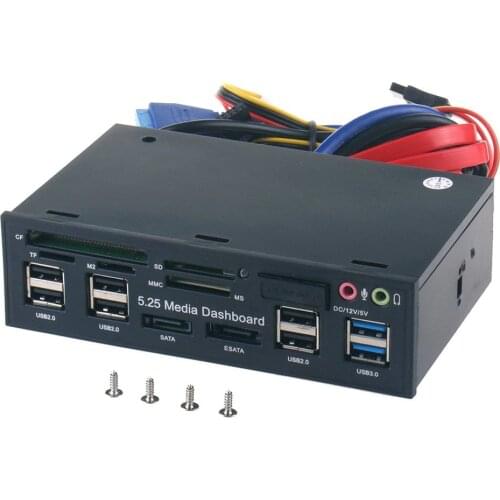 5.25\" Pc Front Panel Dashboard Media Usb 3.0 Hub Audio Esata Sata Card Reader Desktop Optical Drive Multifunctional Panel 525E