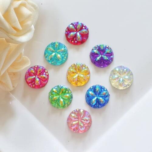 50pcs Colorful 10mm Inlaid flower-shaped rhinestones DIY Earrings Necklace Handmade Decorations