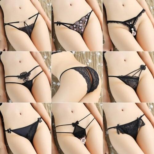 9 Styles Sexy Thong Transparent Lace Embroidery Ladies Underwear Thong See-through Low-waist Sexy Big Size Hot T Pants