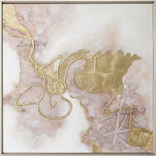 Gold Foil Abstract Unframed Oil Paintings Handmade Canvas Oil Painting Wall Art Decorative Wall Picture Free Shipping For Room