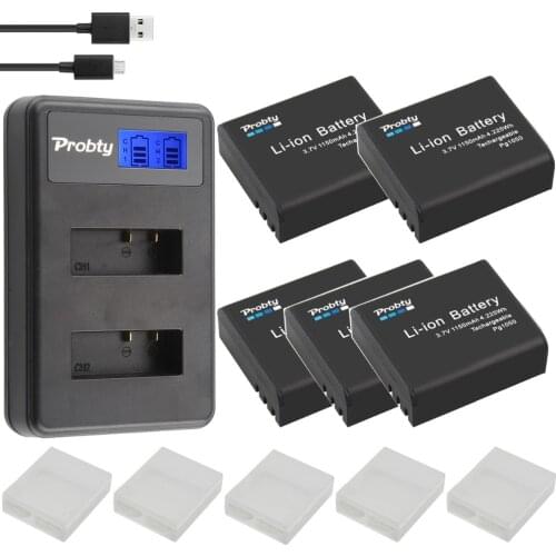 5Pcs Battery PG1050 Rechargeable Batteries + LCD Dual Charger For SJCAM SJ4000 SJ5000X For EKEN H9 H9R H8R H8 action Camera