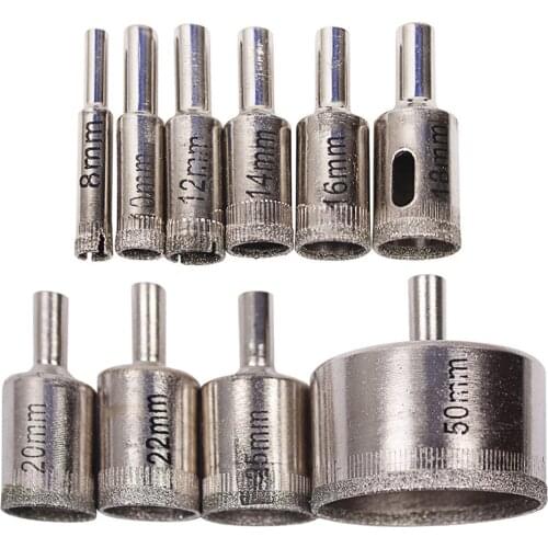 10 Pieces Diamond Drill Bit Hole Saw Drill Tiles Pro Bath Drilling Tool for Glass Ceramic Ceramic Tile