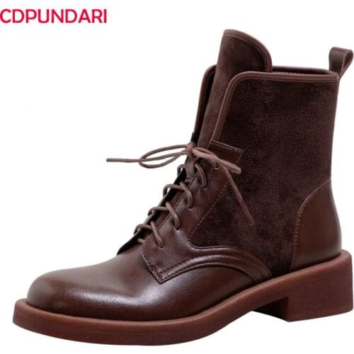 2022 Genuine Leather Platform Ankle Boots Women Autumn Winter Martin Short Boots Shoes Bottines Femme Botines Mujer