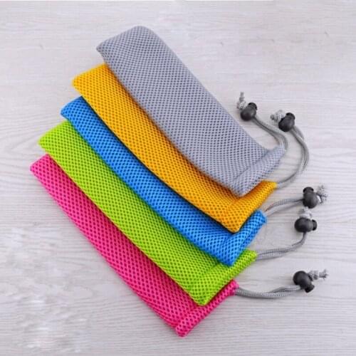 CBRL100pcs/lot drawstring mesh jewelry bag 7*9cm mesh gift pouches custom logo for gift glasses phone jewelry packing