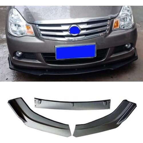 CEYUSOT 3Pcs For Old Nissan Sentra Car Front Bumper Lip Body Kit Spoiler 2009-13 Sylphy Car Front Bumper Diffuser Splitter Lip