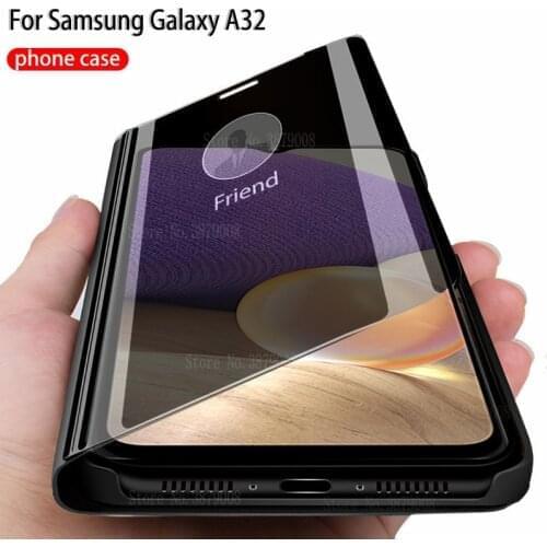 Cases samsun a32 4g smart mirror flip phone covers For samsung galaxy a32 magnetic stand case For samsung a 32 32a 5g galaxya32