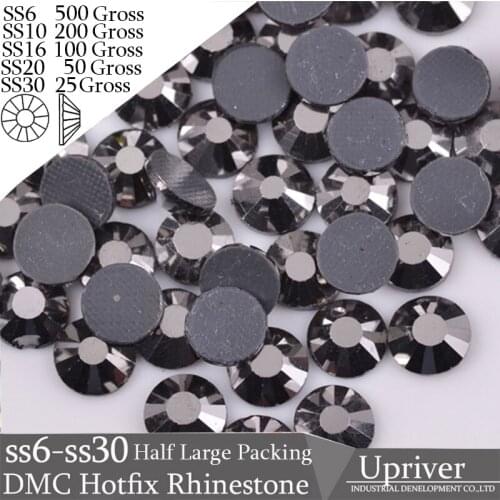 Upriver Half Large Packing Flatback SS6 SS10 SS16 SS20 SS30 Jet Hematite Grey Glue DMC Hotfix Rhinestones