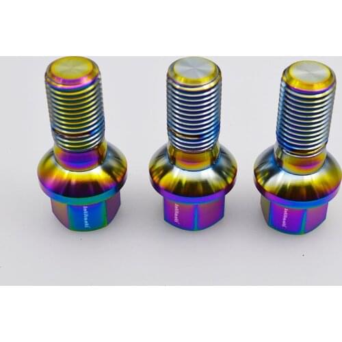 High performance light weight rainbow color ball seat Gr.5 titanium lug bolts M14*1.5*28mm for Mercedes-Benz