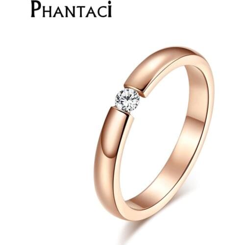 High Quality Titanium Steel Finger Ring AAA Quality Austrian Zircon Gold Color Wedding Engagement Rings Free Shipping