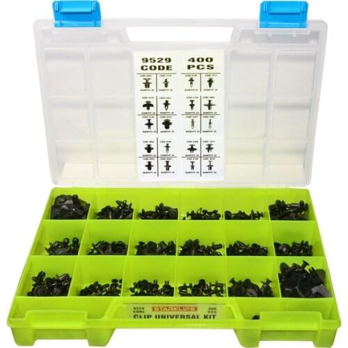 Bumper and Hood Clips Bag Set 400 Pcs Universal Car fastener for-Push Pin-Trim Rivet