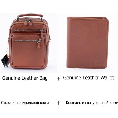 Genuine Leather Press Bag + Genuine Leather Wallet, Quality, Color Matching, Father 'S Day