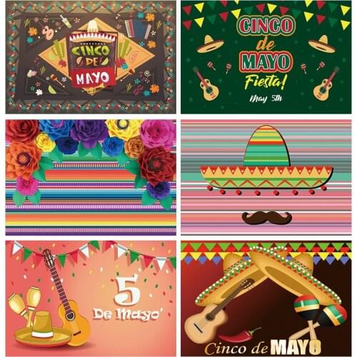 Laeacco Backdrops Colorful Vertical Stripes Bunting Flowers Mexico Party Celebration Professional Photographic Background