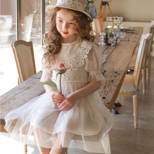 Girls Summer Light Dresses Kids Girl White Pink Tulle Dress Robe for Princess Wedding Party Korean Childrens Clothing One-Piece