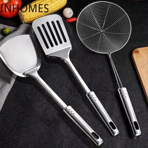 5 pcs Stainless Steel Skimmer Strainer Wok Spatula Kitchenware Slotted Turner Rice Spoon Cooking Tools Utensil Set Dropshipping