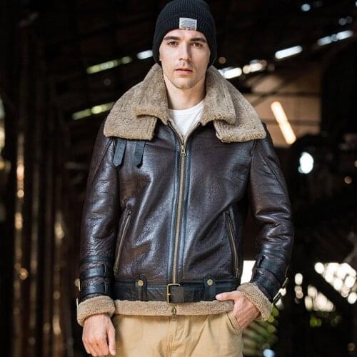 2020 Double-collar Thicken Warm 100% Real Shearling Jackets Men Leather Genuine Coat Winter Natural Sheepskin Outerwear