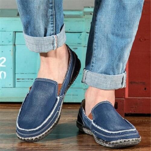 2021 Spring Summer New Fashion Men Lazy Casual Shoes Big Size 45 46 Trend Non-Slip Soft Sole Slip-On Canvas Cowboy Footwear