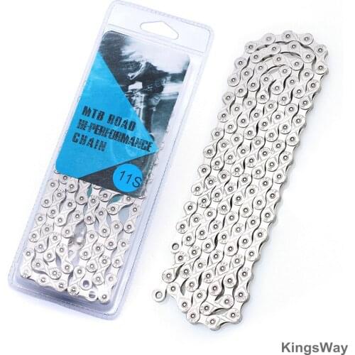 Outdoor MTB Bike Chain 6 7 8 9 10 11 Speed Mountain Bike Electroplated Silver Chain 24/27/30 Variable Speed Bicycle Accessories