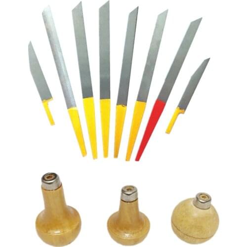 Jewelry Gravers Engraver Knives Set with 3Pcs Wood Handles