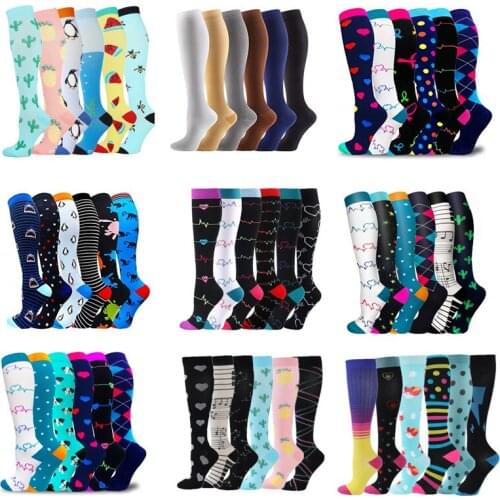6 Pairs Compression Socks Women Knee High 30mmHg Anti Fatigue Relief Diabetes Varicose Veins Running Sports Compression Stocking