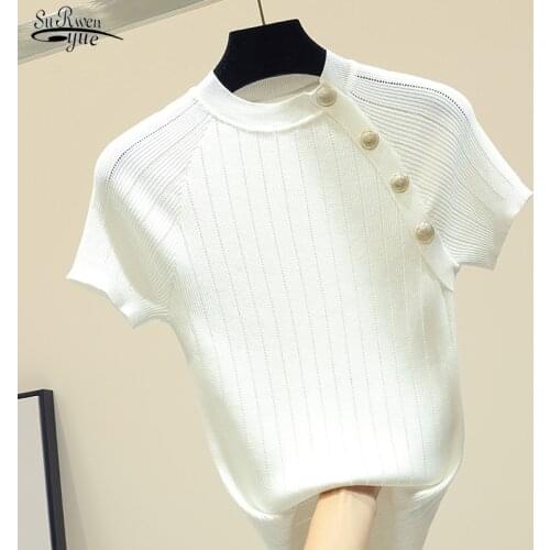 2021 Summer New Style Women Tops Slim Simple White Womens Shirts Short-Sleeved Womens Blouse Clothes Blusas Mujer 8783 50