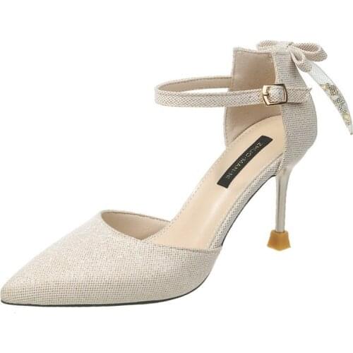 New Bow Pumps Women High Heels Woman Pointed Toe Stiletto Pumps Sexy Party Woman Black Plus Size Shoes Wedding Shoes Ladies