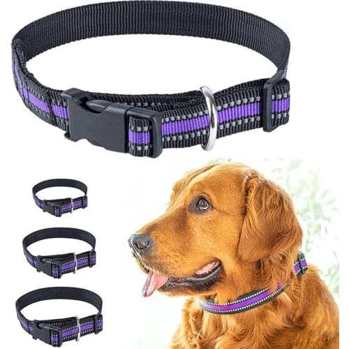 Solid Color Cat Dog Collar Necklace Reflective Adjustable Nylon Pet Collar Belt for Puppy Small Medium Large Dogs Accessories