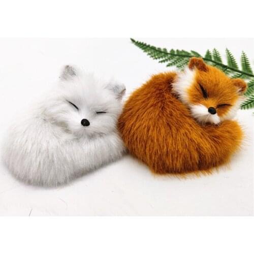 A pair of cute real life sleeping fox models plastic&furs small fox dolls gift about 10cm xf2722