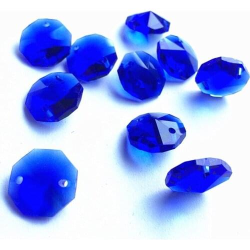 Easter 2000pcs 14mm Blue Octagon Beads In Two Holes Crystal Chandelier Parts Crystal Garlands Strands Beads For Wedding Decor