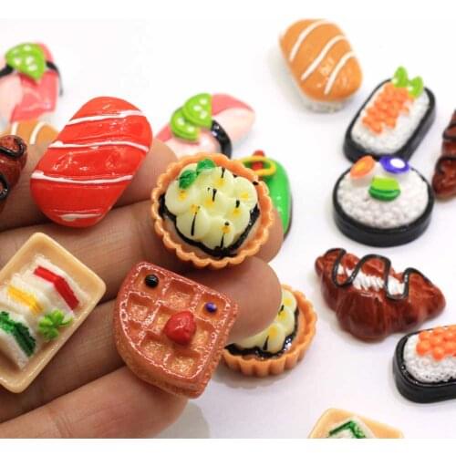 Assorted Resin Flatback Cookie Cabochons Cute Sweets Dollhouse Food Cabochons Kawaii Dollhouse Cookie Cabs Jewelry Supp