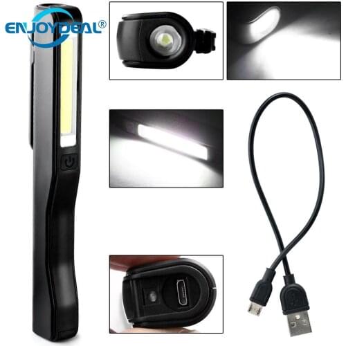 Portable COB LED Flashlight Magnetic Work Light Rechargeable 180 degree Stand Hanging USB Torch Lamp For Camping Night hunting