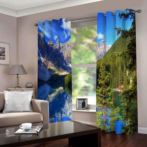 3D Curtains Scenery Photo Curtains For The Bedroom High Quality Silk Blackout Curtain Children and Kitchen Curtain